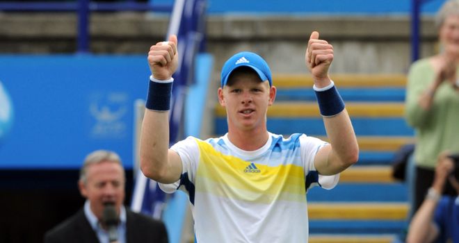 Kyle Edmund: earned second-round date with Gilles Simon in Eastbourne