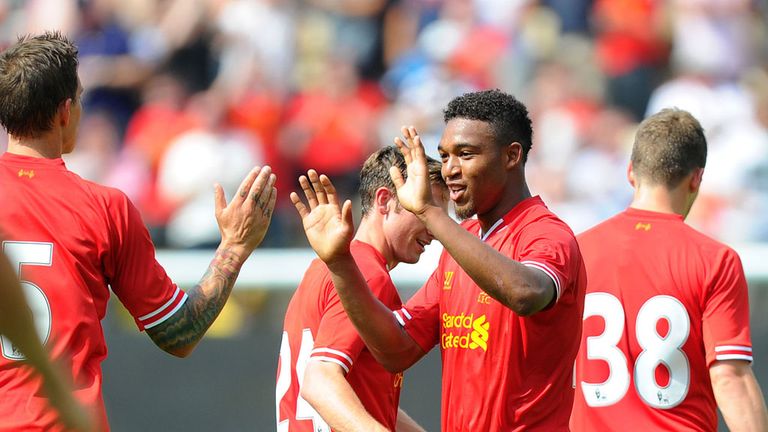 Jordon Ibe: Celebrates goal for Liverpool at Deepdale