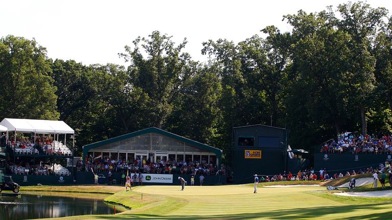 A general view of the 18th green at TPC Deere Run