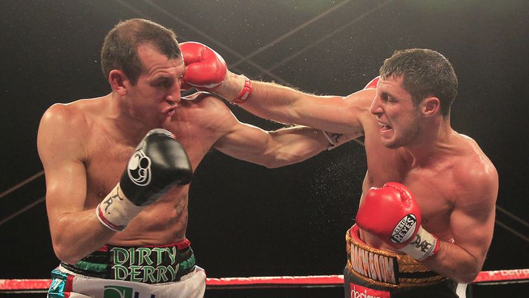 Derry Mathews (L): Landed the great equaliser to ends Coyle's ambitions (Pic Lawrence Lustig)