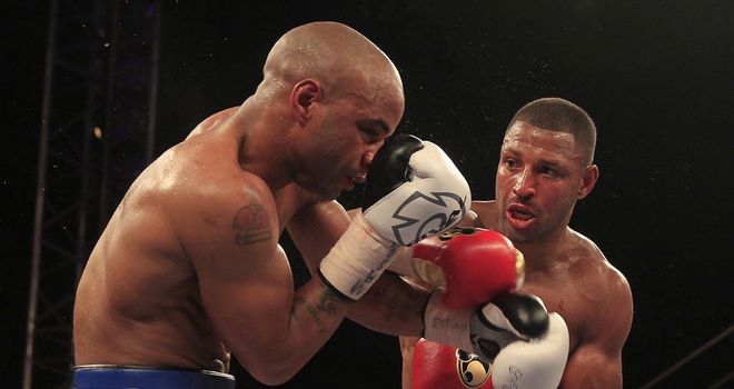 Kell Brook lands a right hand against Carson Jones (Pic Lawrence Lustig)