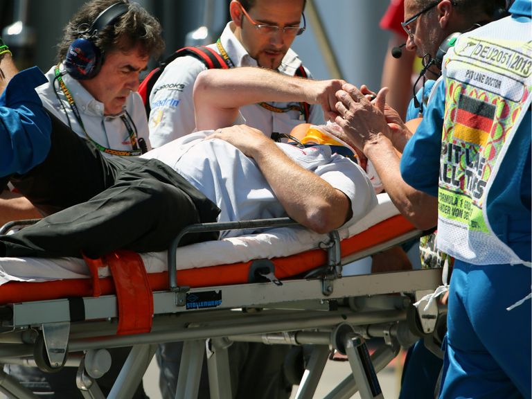 Cameraman Paul Allen was injured in Germany on Sunday