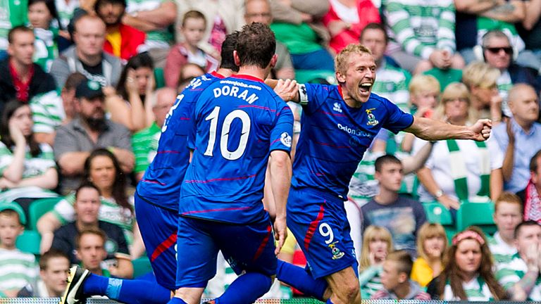 Richie Foran celebrates Inverness' second goal against Celtic