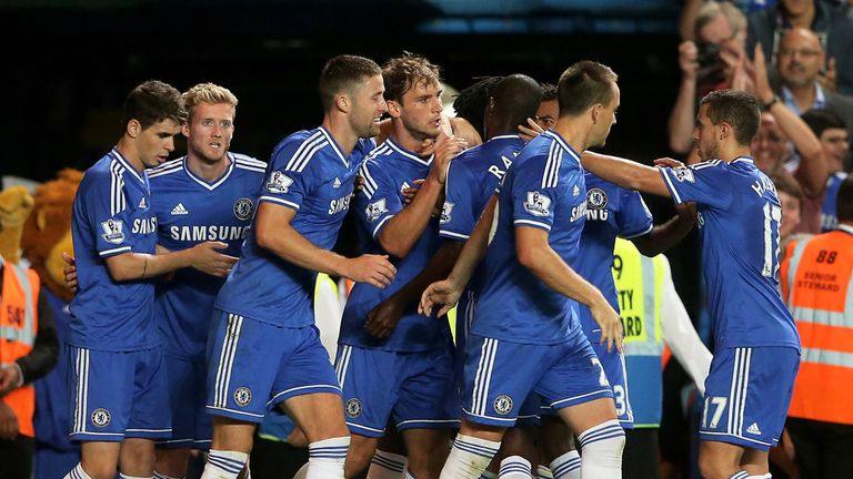 Branislav Ivanovic (c): Celebrates his winner for Chelsea