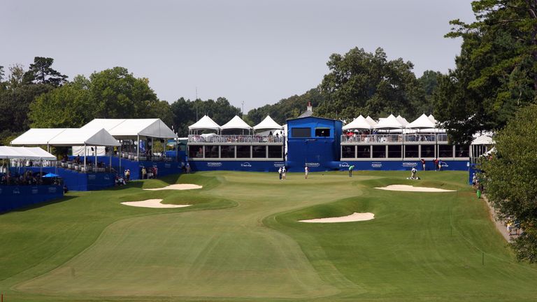 A scenic view of the 18th hole