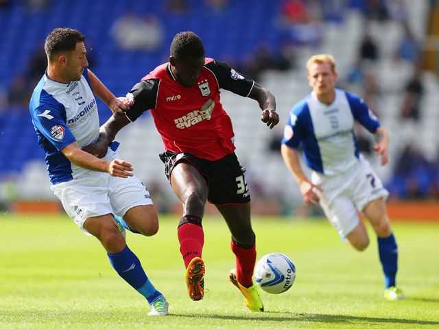 Frank Nouble in action for Ipswich.
