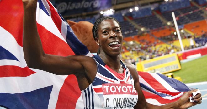 Christine Ohuruogu celebrates gold