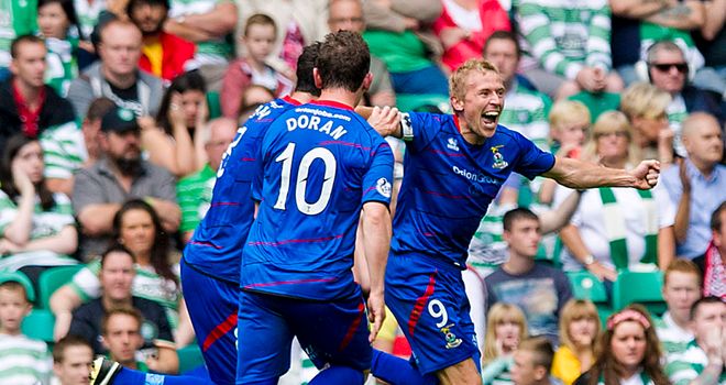 Richie Foran celebrates Inverness' second goal against Celtic