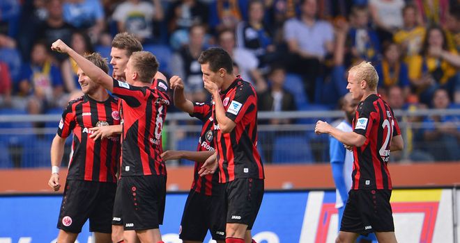 Eintracht Frankfurt celebrate during their victory