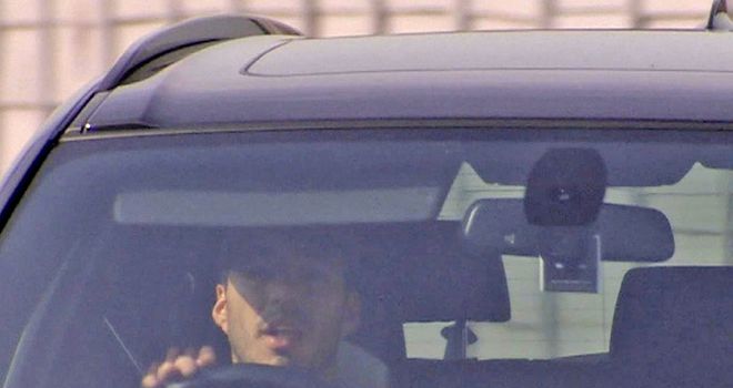 Luis Suarez arrives at Melwood