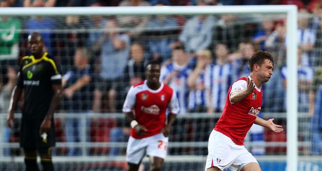 Lee Frecklington: Celebrating his goal for Rotherham