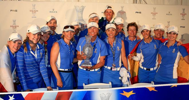 Europe celebrate their Solheim Cup triumph