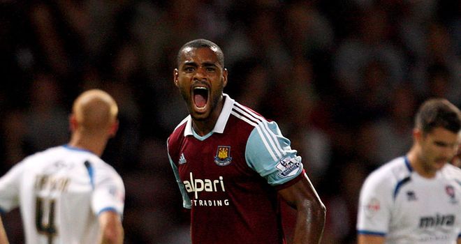 Ricardo Vaz Te: West Ham attacker celebrates scoring the opening goal
