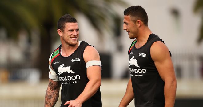 Luke (L) and Sam Burgess could like up alongside brothers George and Tom in Friday's NRL clash