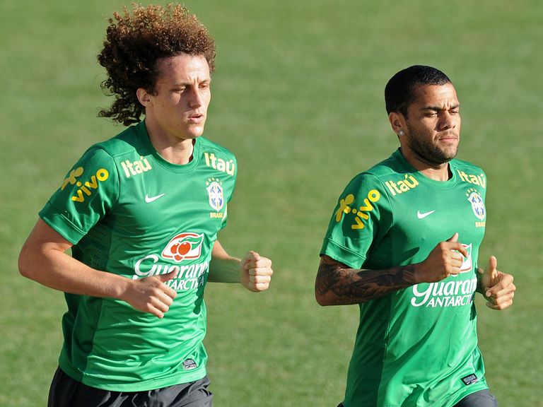 David Luiz: Training with Brazil and potential new team-mate Dani Alves