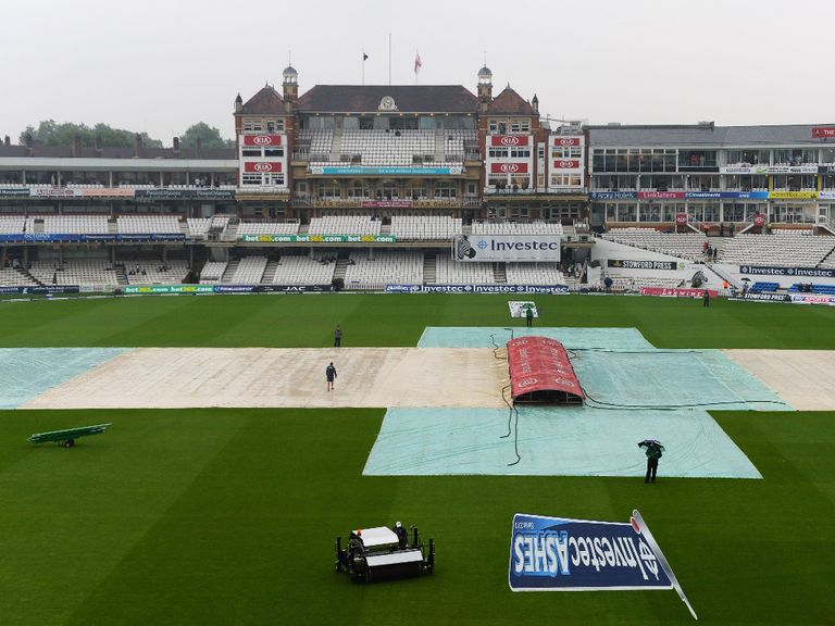The covers were on all day on Saturday at The Oval