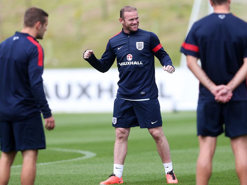 The striker appears to be enjoying the session at St George's Park.