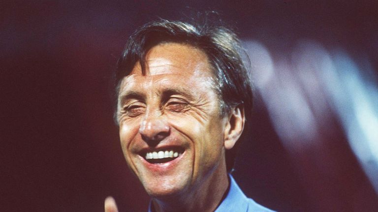 Johan Cruyff during his time in charge at Barcelona, where he won the club's first European Cup