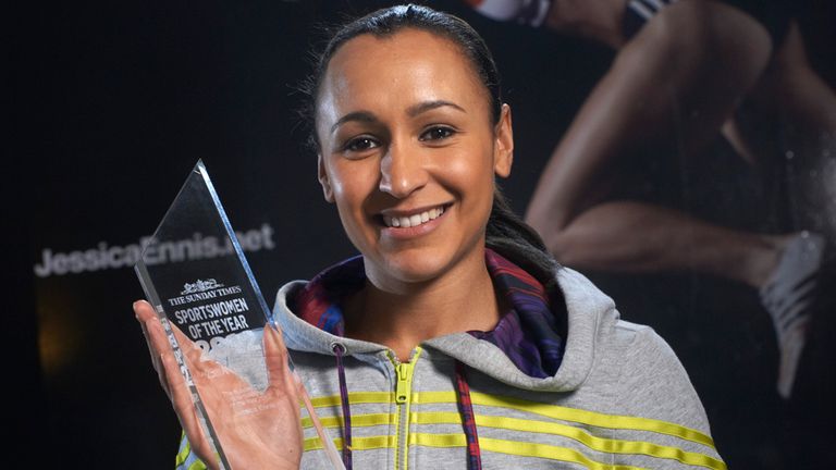 Jessica Ennis-Hill with last year's trophy (picture: Sunday Times)