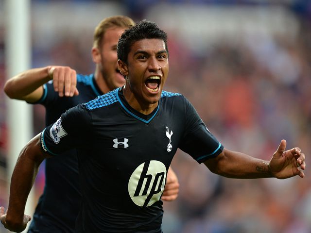 Paulinho celebrates his last-gasp winner for Spurs