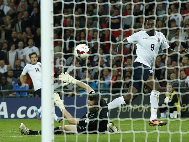 Danny Welbeck scores his second goal of the night