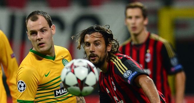 Anthony Stokes (left): In action against AC Milan