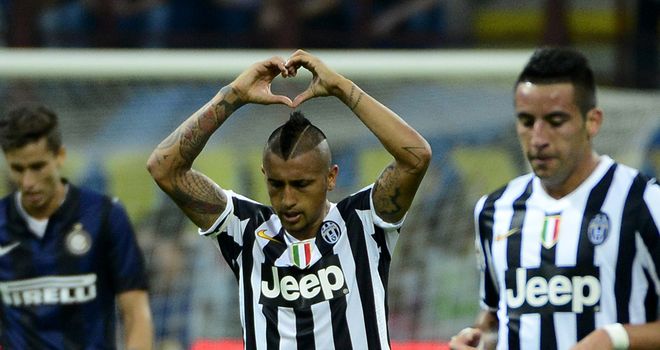 Arturo Vidal celebrates his goal for Juventus