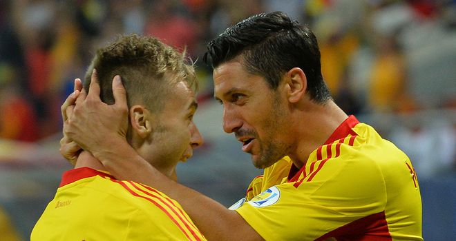 Ciprian Marica and Alexandru Maxim: Celebrate a Romania goal