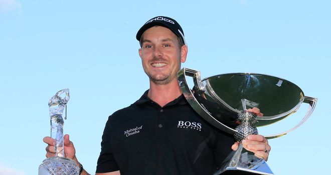 Henrik Stenson with Tour Championship and FedEx Cup trophies