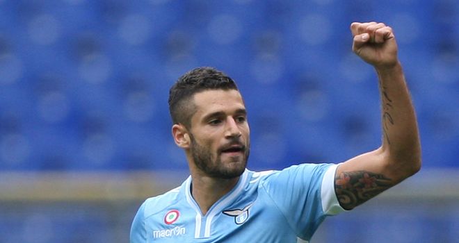 Antonio Candreva celebrates his goal for Lazio