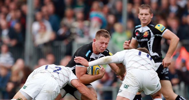 Sam Hill on the charge for Exeter