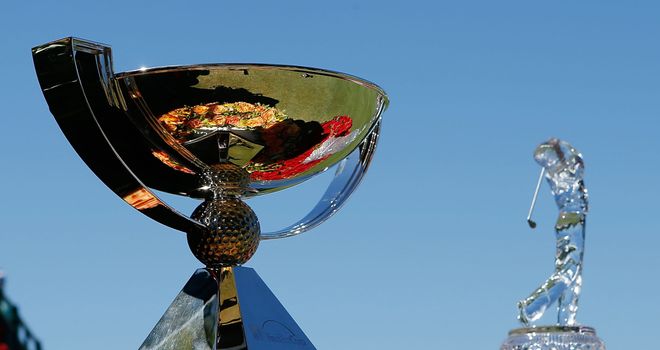 The FedEx Cup and Tour Championship trophies