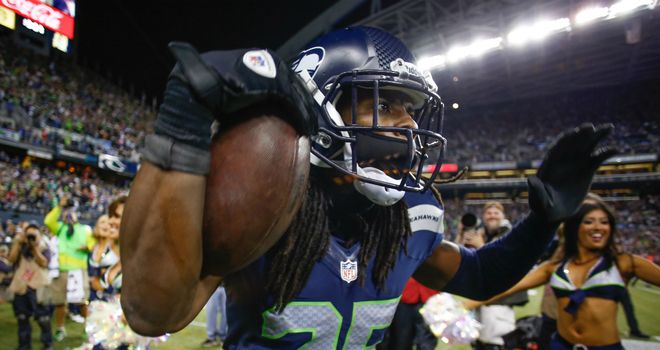Richard Sherman celebrates after helping Seattle beat the 49ers