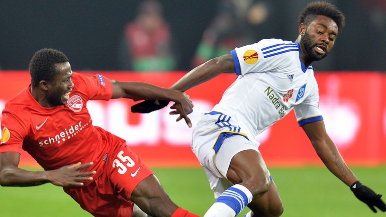 Sekou Sanogo and Lukman Haruna: Tussle for ball in Kiev