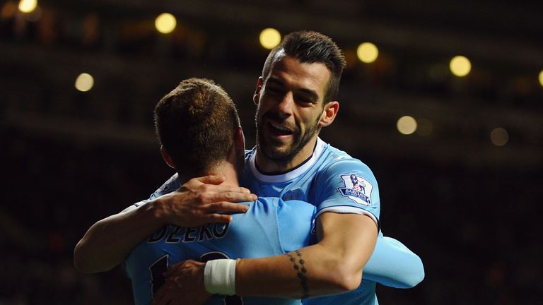 Alvaro Negredo: Celebrates his opener with Edin Dzeko