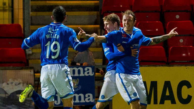 Stevie May: St Johnstone striker celebrates the opening goal in Perth