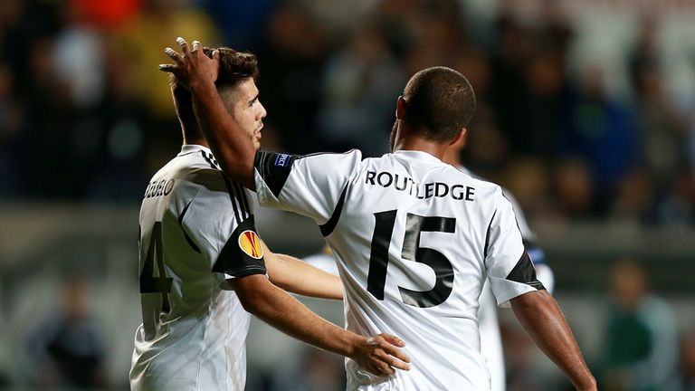 Wayne Routledge: Swansea winger celebrates after scoring the winner