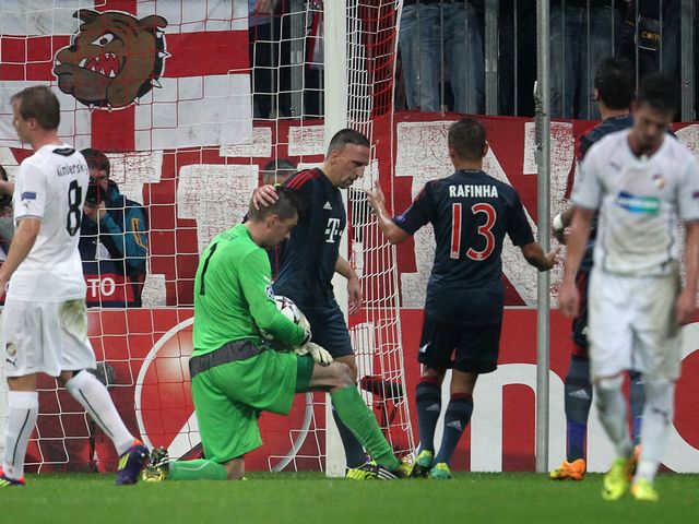 Franck Ribery celebrates scoring for Bayern Munich