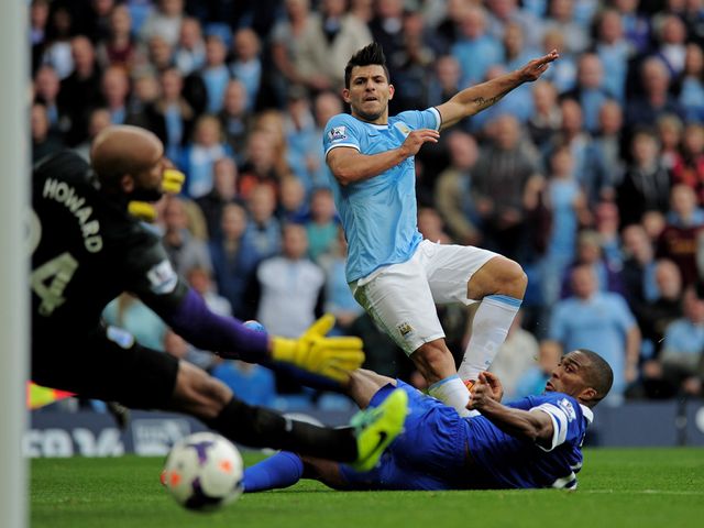 Sergio Aguero fires home Man City's equaliser