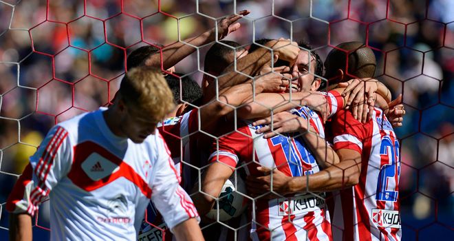 Atletico Madrid celebrate their opening goal