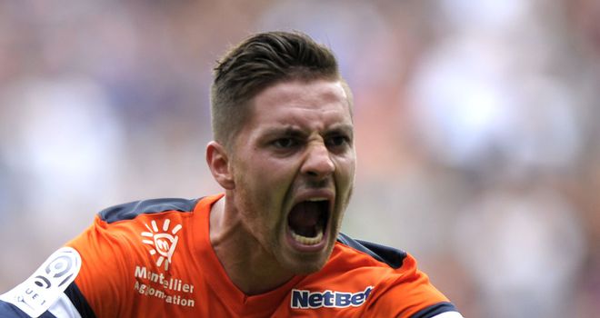 Anthony Mounier celebrates for Montpellier