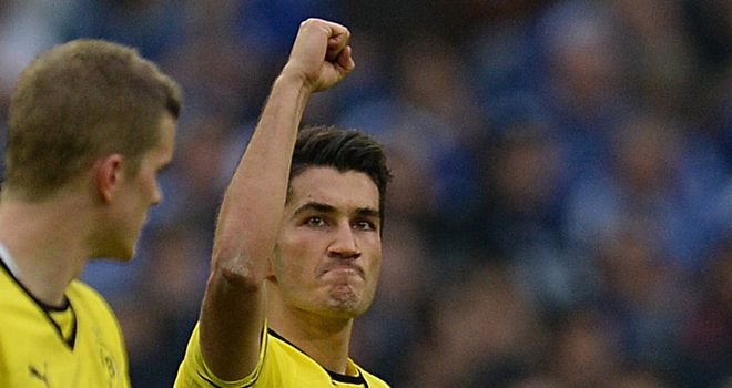 Borussia Dortmund midfielder Nuri Sahin celebrates