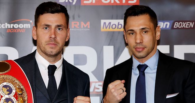 Darren Barker (L) face-to-face with Felix Sturm on Thursday