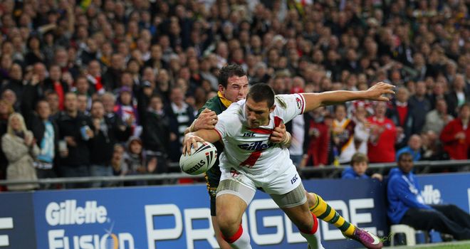 Ryan Hall scores against Australia at Wembley Stadium in 2011