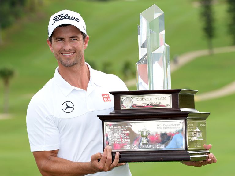 Adam Scott (l): Edged out Justin Rose