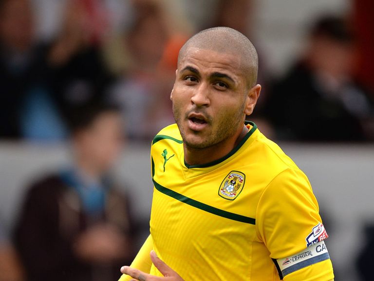 Leon Clarke celebrates his goal for Coventry