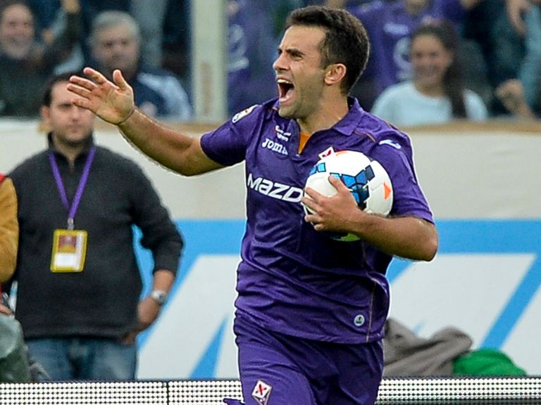 Celebration time for Fiorentina's Giuseppe Rossi