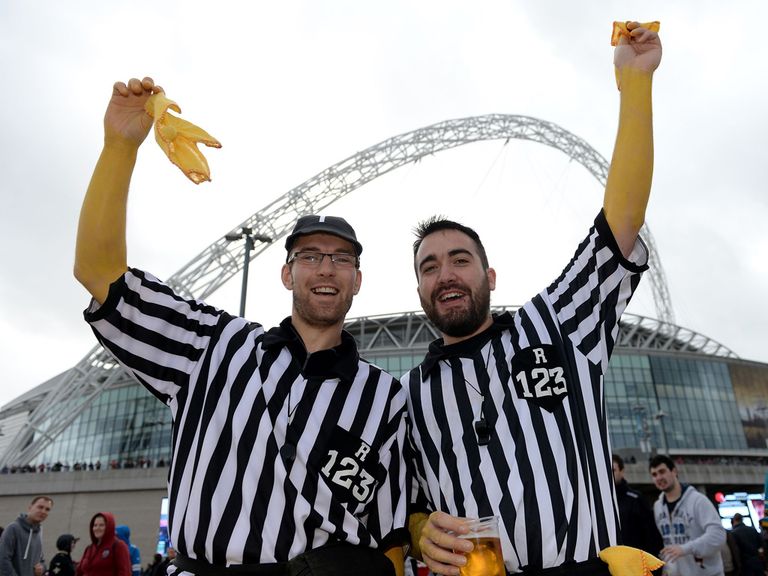 Just two of the near-84,000 fans who watched the NFL at Wembley on Sunday
