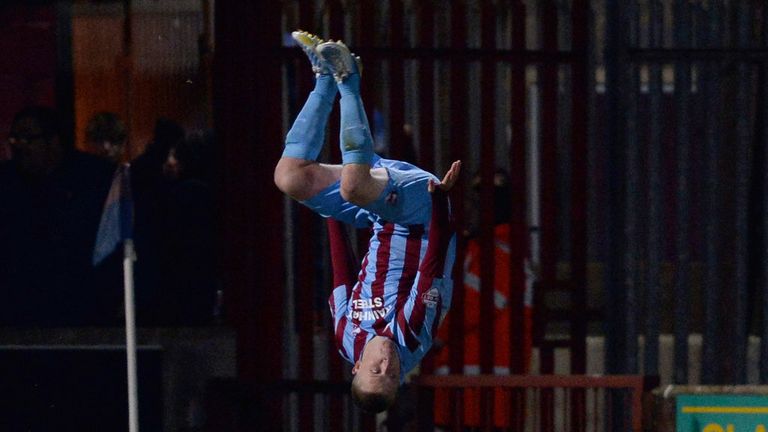 Terry Hawkridge: Celebrating his derby equaliser