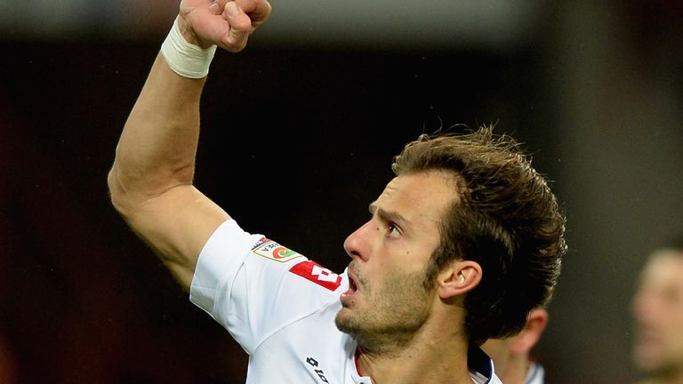 Alberto Gilardino celebrates his goal for Genoa